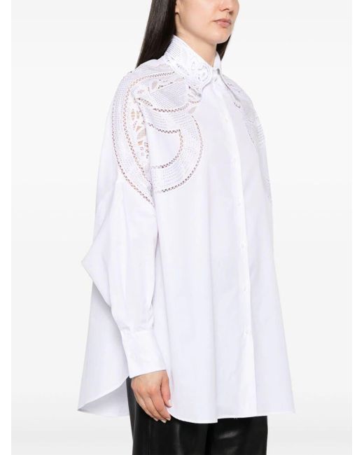 Ermanno Scervino White Lace-Detailing Cotton Shirt