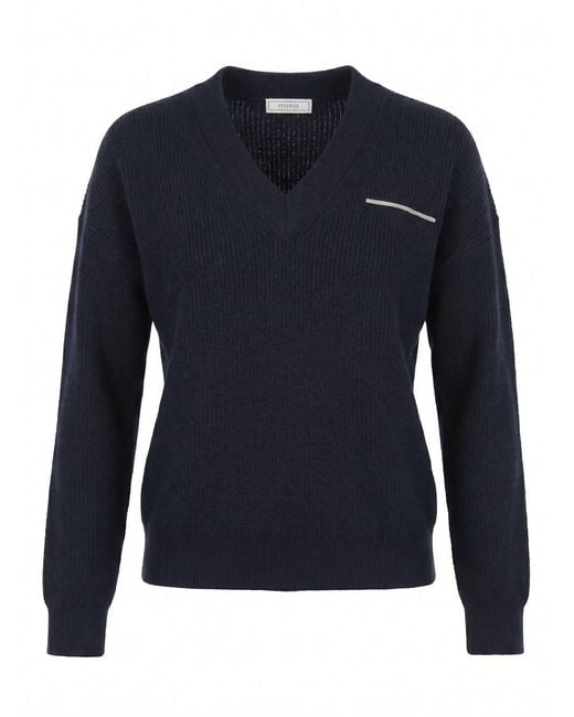 Peserico Blue V-Neck Sweater
