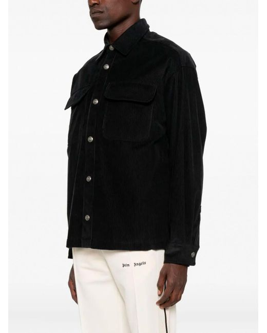 Palm Angels Black 'Classic Logo' Cord Overshirt for men