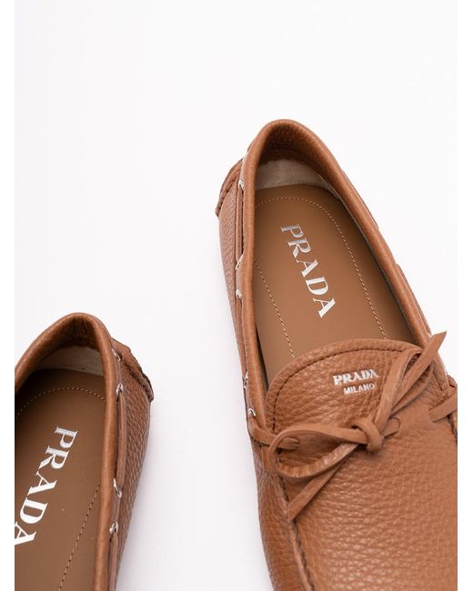 Prada Brown Leather 'Driver' Loafers for men
