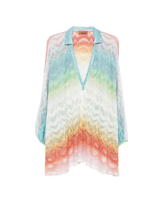 Missoni White V-Neck Patterned Beach Cover-Up