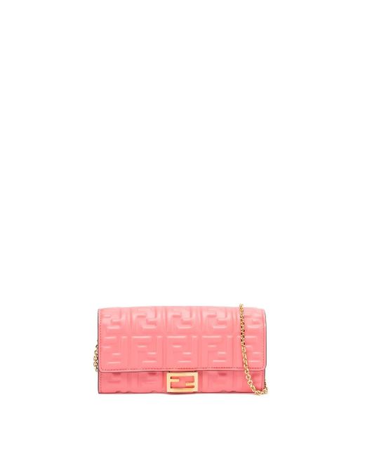 Fendi Pink `baguette` Continental Wallet On Chain