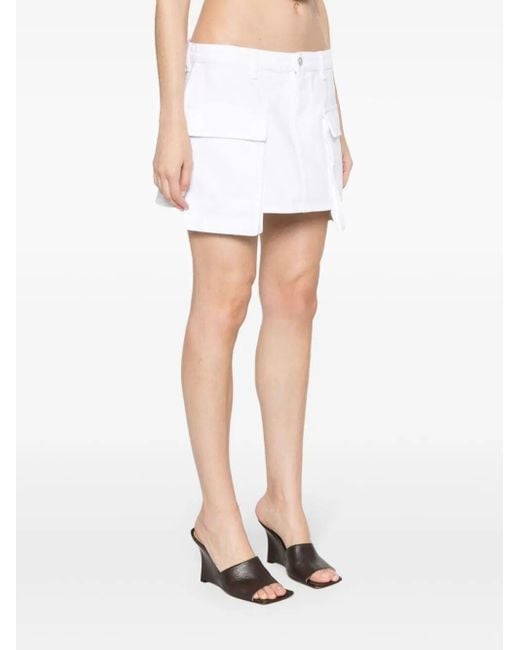 3x1 White `Celine Cargo` Denim Mini Skirt