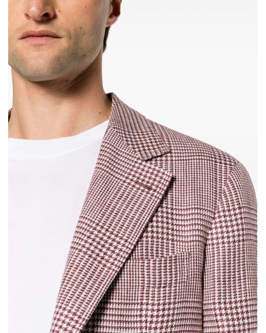 Brunello Cucinelli Pink Checked Single-breasted Blazer for men