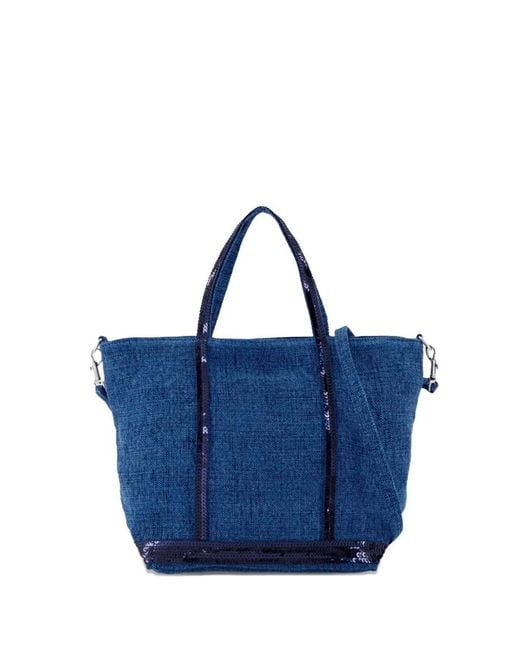 Vanessa Bruno Blue Linen Small Zipped Cabas Tote