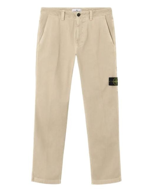 Stone Island Natural Straight Trousers for men