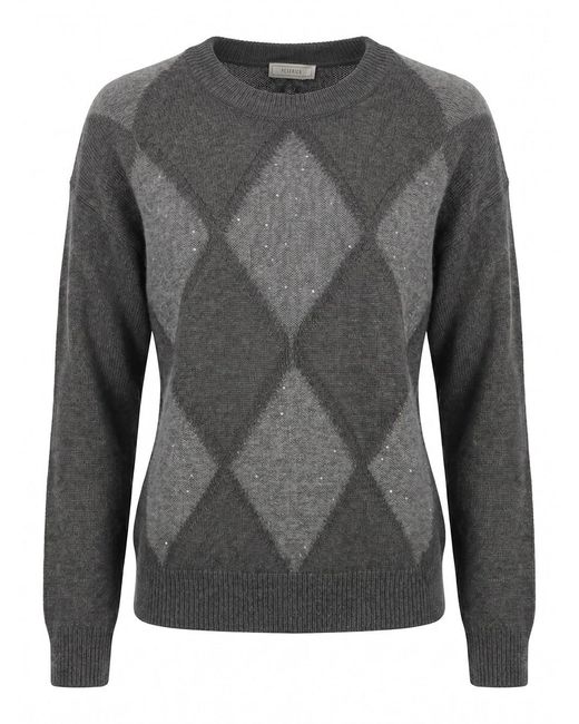 Peserico Gray Round Neck Sweater
