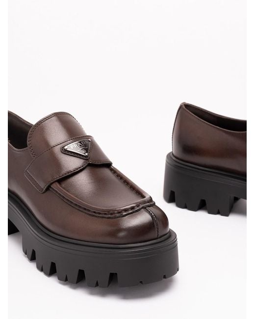 Prada Brown Vintage Leather Loafers