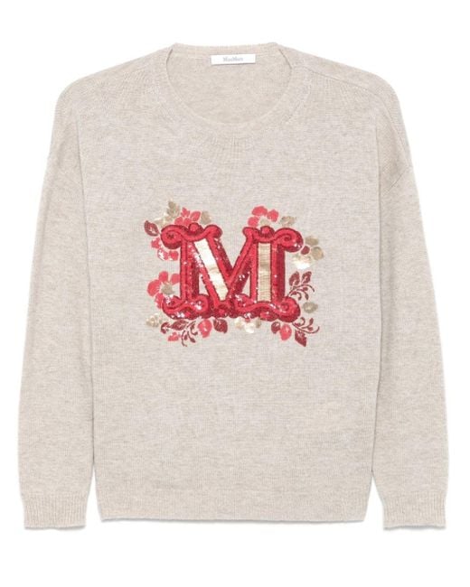 Max Mara White 'Quota' Round-Neck Sweater