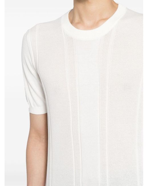 Brunello Cucinelli White Short Sleeve Crew-Neck Sweater for men