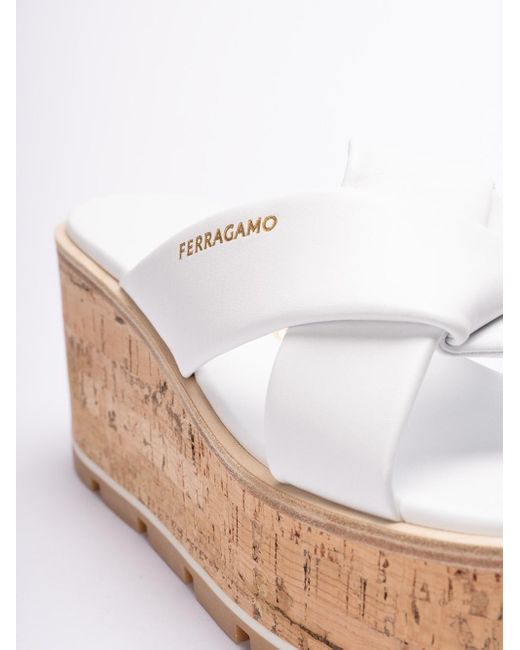 Ferragamo White `Engracia` Slides
