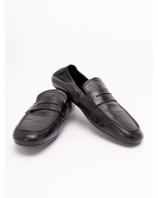Prada White Shuffle Antiqued Leather Loafers for men