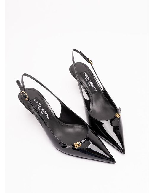 Dolce & Gabbana White Patent Leather Slingback