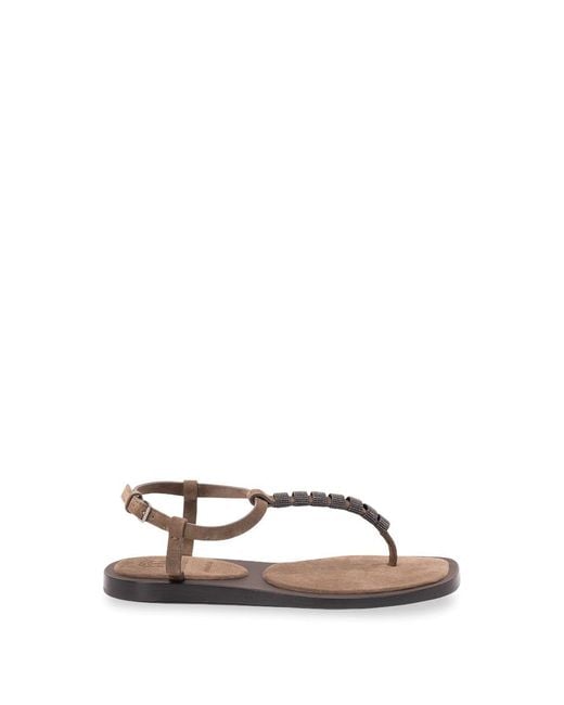 Brunello Cucinelli White Flat Sandals