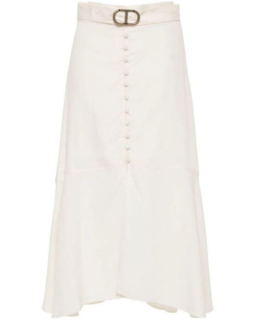 Twin Set White Long Skirt With Belt