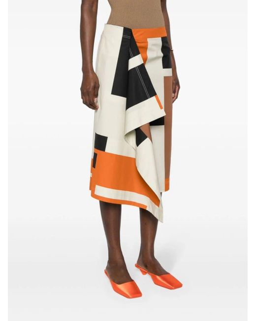 Fendi Orange Printed Cotton Skirt