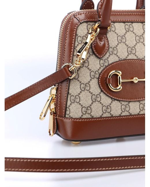Gucci Brown ` Horsebit 1955` Mini Top Handle Bag