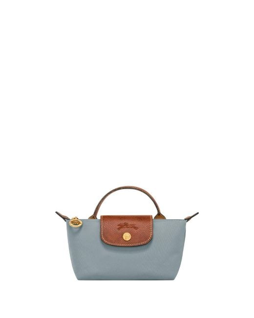 Longchamp Blue `Le Pliage Original` Pouch With Handle