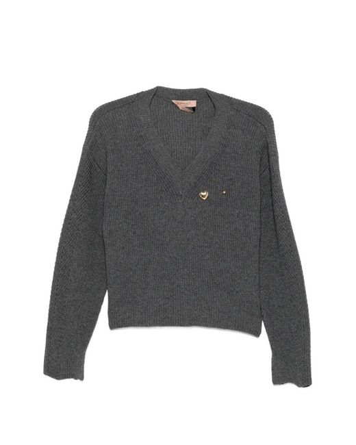 Twinset Gray Round Neck Sweater