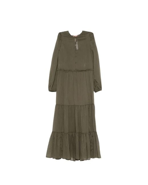 Twinset Green Long Dress And Petticoat