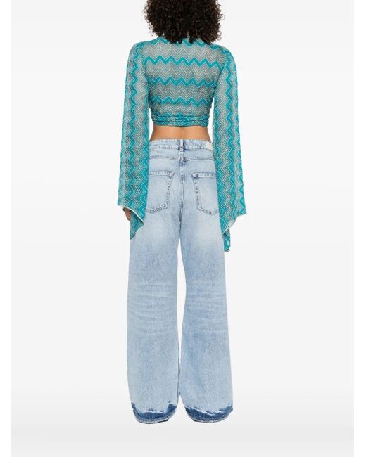 Missoni Blue 'Zig Zag' Lamé Viscose Crop Top
