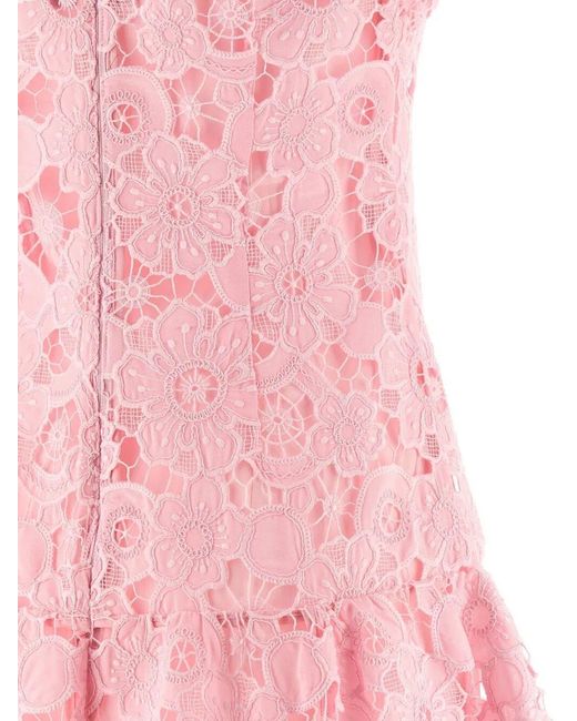 Self-Portrait Pink Lace Collared Mini Dress