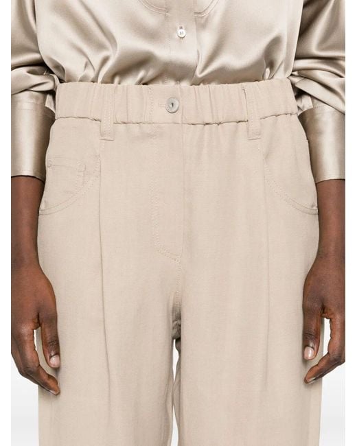 Brunello Cucinelli White Elastic-waist Trousers