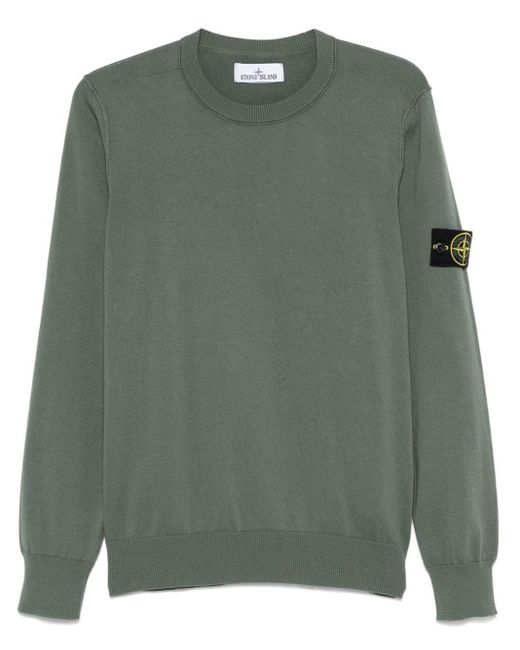 Felpa Con Applicazione Compass di Stone Island in Green da Uomo
