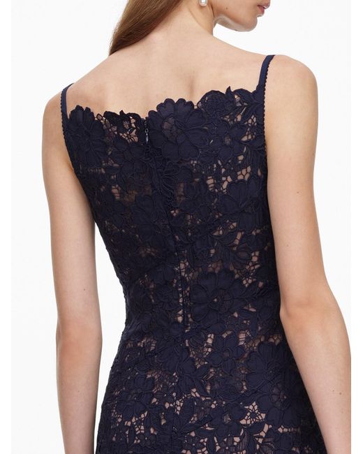Self-Portrait Blue Spiral Lace Midi Dress