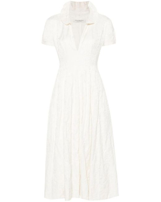 Philosophy Di Lorenzo Serafini White V-neck Pleated Midi Dress