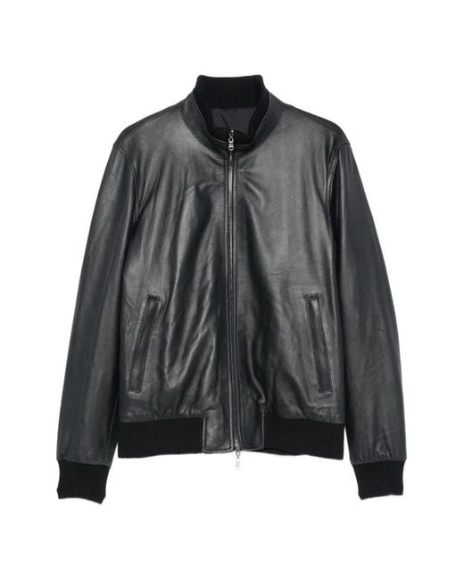 Barba Napoli Black Leather Jacket for men