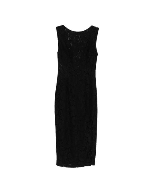 Pinko Black Midi Drupa Lace Slit Dress