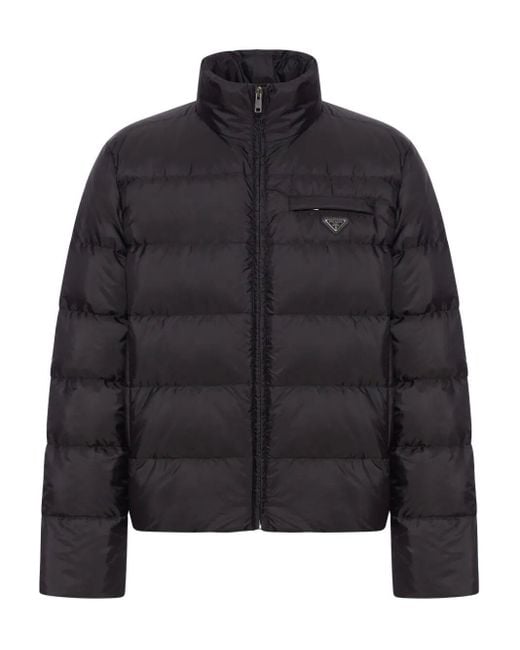 Piumino Con Logo A Triangolo di Prada in Black da Uomo
