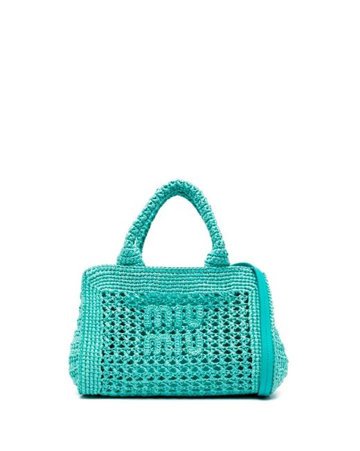 Miu Miu Blue Crochet Handbag