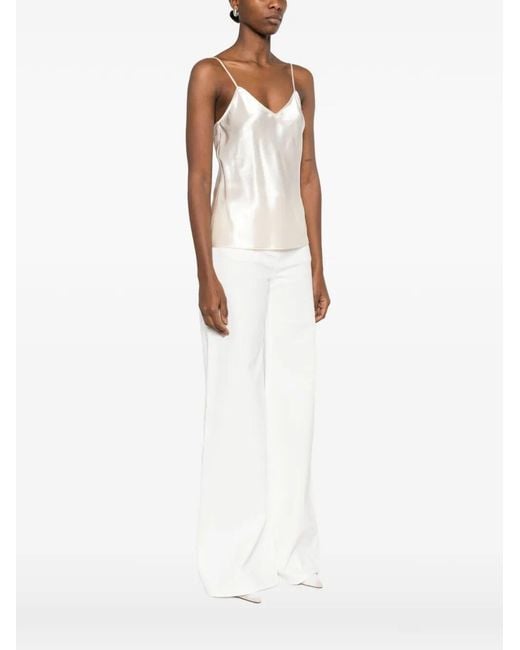 Alberta Ferretti White Shiny Satin Top