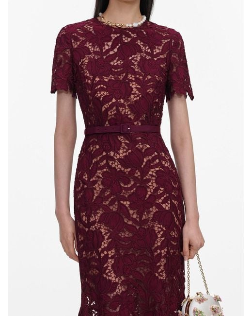 Self-Portrait Purple Lace Midi Dress
