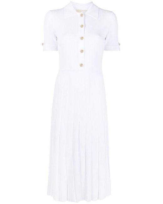 MICHAEL Michael Kors White Polo-collar Pleated Dress