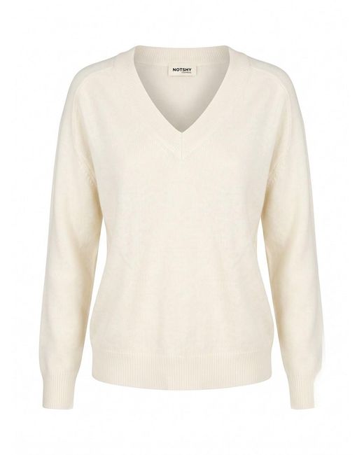 Not Shy White 'Lucien' V Neck Sweater