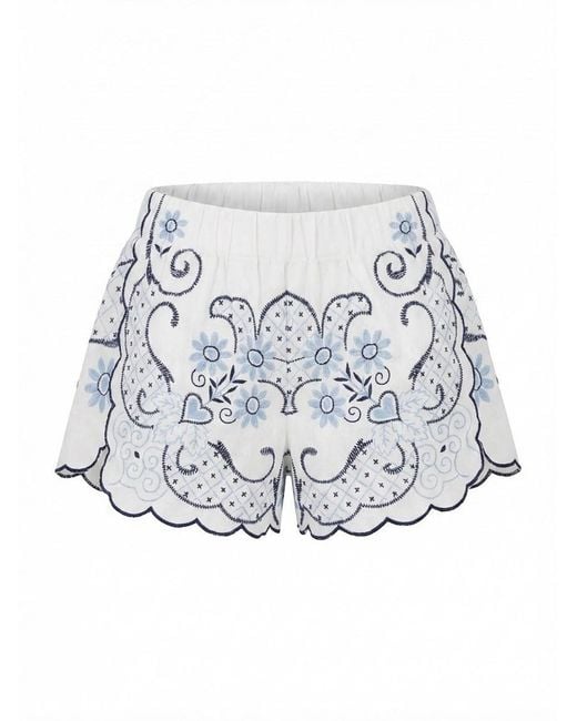 ORSINA White 'Hearts Scallop' Shorts