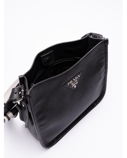 Prada Black Grained Leather Hobo Bag