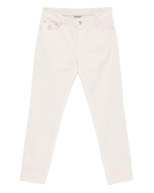 Brunello Cucinelli White Dyed Denim Pants for men