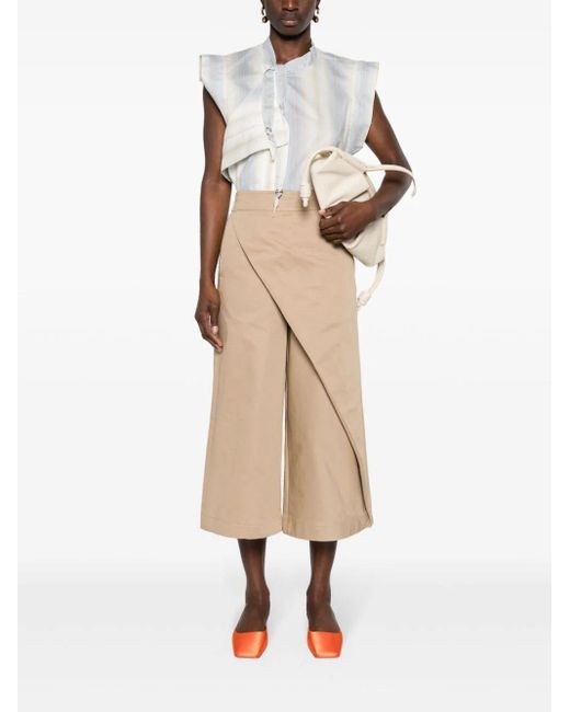 Wrapped Cropped Trousers di Loewe in Natural