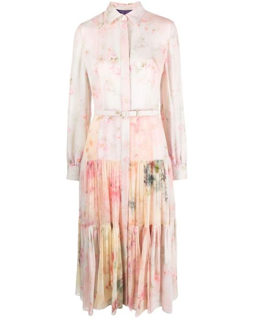 Ralph Lauren Pink `Ellasandra` Long Sleeve Day Dress