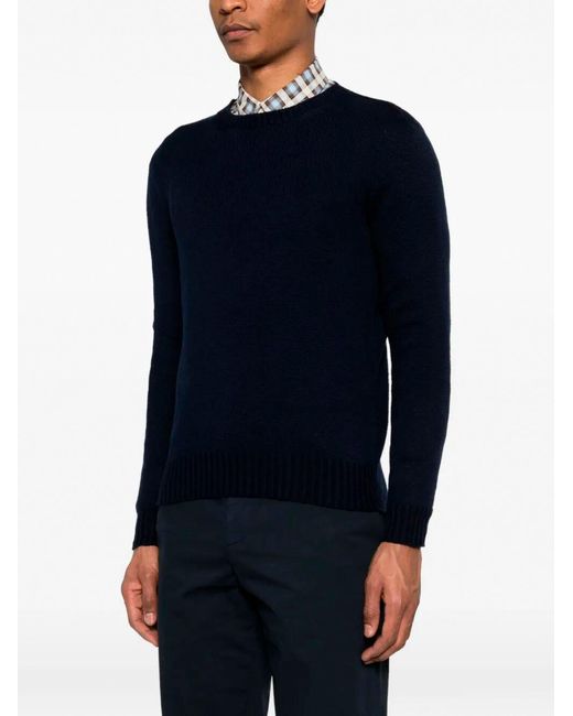 Drumohr Blue Long Sleeve Crew-Neck Sweater for men