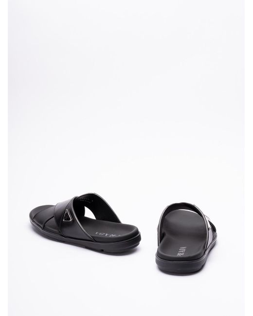 Prada Black Leather Sandals for men