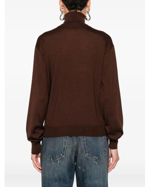 Saint Laurent Brown Turtle-Neck Sweater