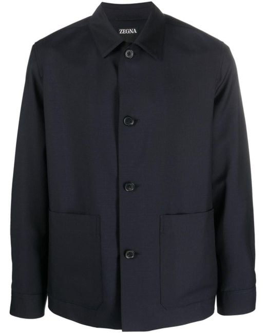 Zegna Button-up Shirt Jacket in Black for Men | Lyst