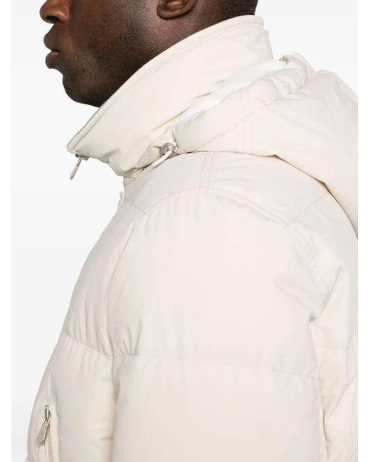 Brunello Cucinelli White Padded Jacket With Detachable Hood for men