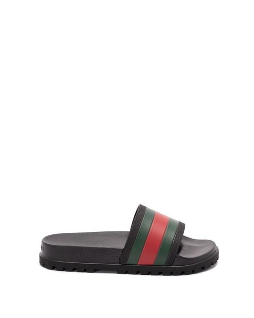 Gucci White Slide Sandals With 'Web' for men