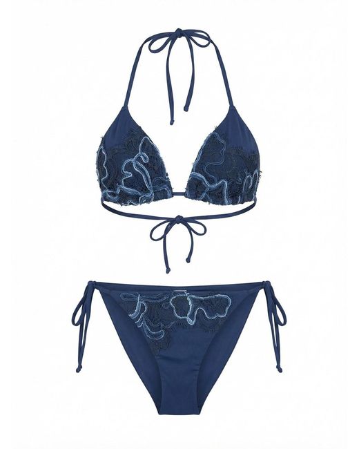 Ermanno Scervino Blue Triangle Bikini